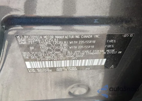 2015 Toyota Rav4 Limited из США, поврежденный, VIN 2T3YFREV7FW211937